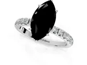 Open Basket Engagement Ring Setting for Fancy Black Marquise Center with Pave Band and Prong Head in Sterling Silver
