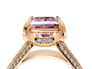 Solitaire Engagement Ring Setting for Fancy Pink Princess Cut Center with Accented Split Shank and Prong Head in Rose Gold