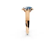 Halo Engagement Ring Setting for Fancy Blue Oval Center with Knife Ridge Cathedral Band and Prong Head in Rose Gold