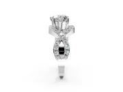 Halo Engagement Ring Setting for Heart-Shaped Center with Pave Infinity Twist Band and Prong Head in Platinum