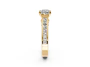 Solitaire Engagement Ring Setting for Cushion Cut Center with Channel Band and Double Claw Prong Head in Yellow Gold