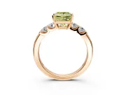5 Stone Engagement Ring Setting for Fancy Yellow Princess Cut Center with Plain Band and Prong Head in Rose Gold