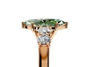 5 Stone Engagement Ring Setting for Fancy Green Marquise Center with Equal Close-Set Accents and Prong Head in Rose Gold
