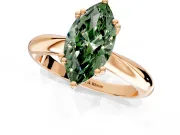 Solitaire Engagement Ring Setting for Fancy Green Marquise Center with Reverse Tapered Band and Prong Head in Rose Gold