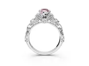 Solitaire Engagement Ring Setting for Fancy Pink Marquise Center with Filigree Band and Prong Head in Sterling Silver