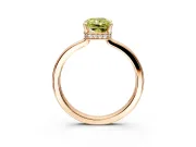 Hidden Halo Engagement Ring Setting for Fancy Yellow Radiant Cut Center with Wide Flat Plain Band and Prong Head in Rose Gold
