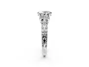 Solitaire Engagement Ring Setting for Oval Center with Filigree Band and Prong Head in Sterling Silver