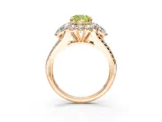 Halo Engagement Ring Setting for Fancy Yellow Cushion Cut Center with Two-Strand Split Shank and Prong Head in Rose Gold