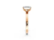 Solitaire Engagement Ring Setting for Radiant Cut Center with Thin Rounded Plain Band and Prong Head in Rose Gold