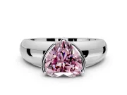 Tension Engagement Ring Setting for Fancy Pink Heart-Shaped Center with Wide Flat Band and Tension Head in White Gold