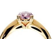 Solitaire Engagement Ring Setting for Fancy Pink Pear-Shaped Center with Reverse Tapered Band and Prong Head in Yellow Gold