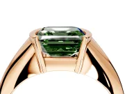 Tension Engagement Ring Setting for Fancy Green Asscher Cut Center with Wide Tapered Band and Tension Head in Rose Gold