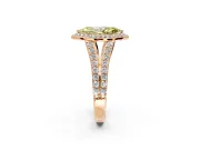 Halo Engagement Ring Setting for Fancy Yellow Marquise Center with Narrow Pave Split Shank and Prong Head in Rose Gold