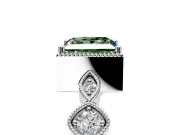Vintage Station Engagement Ring Setting for Fancy Green Princess Cut Center with Accents and Prong Head in Sterling Silver