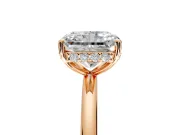 Solitaire Engagement Ring Setting for Radiant Cut Center with Plain Band, Open Basket and Prong Head in Rose Gold