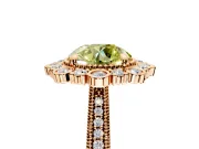 Milgrain Halo Engagement Ring Setting for Fancy Yellow Round Cut Center with Bezel Point Accents and Prong Head in Rose Gold