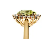 Starburst Halo Engagement Ring Setting for Fancy Yellow Oval Center with Thin Round-Wire Band and Prong Head in Yellow Gold