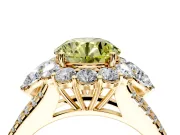Halo Engagement Ring Setting for Fancy Yellow Round Cut Center with Two-Strand Split Shank and Prong Head in Yellow Gold