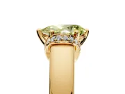 Solitaire Engagement Ring Setting for Fancy Yellow Pear-Shaped Center with Wide Band, Pave Collar and Prong Head in Yellow Gold