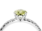 Solitaire Engagement Ring Setting for Fancy Yellow Pear-Shaped Center with Large Accents and Prong Head in Platinum