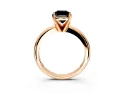 Solitaire Engagement Ring Setting for Fancy Black Cushion Cut Center with Wire Band and Prong Head in Rose Gold