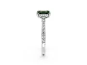 Solitaire Engagement Ring Setting for Fancy Green Emerald Cut Center with Fine Pave Band and Prong Head in Platinum