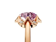 Floral Frame Engagement Ring Setting for Fancy Pink Round Cut Center with Accent Clusters and Prong Head in Rose Gold