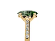 Solitaire Engagement Ring Setting for Fancy Green Oval Center with Channel Accents and Prong Head in Yellow Gold