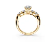 5 Stone Engagement Ring Setting for Marquise Center with Graduated Accents and Prong Head in Yellow Gold
