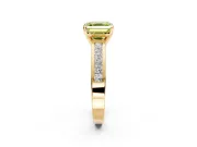 Solitaire Engagement Ring Setting for Fancy Yellow Asscher Cut Center with Princess Cut Channel Band and Prong Head in Yellow Gold