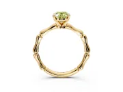 Solitaire Engagement Ring Setting for Fancy Yellow Oval Center with Bamboo Band and Prong Head in Yellow Gold