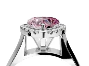 Halo Engagement Ring Setting for Fancy Pink Heart-Shaped Center with Square Band and Prong Head in White Gold