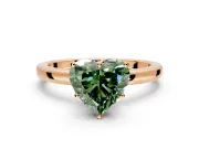 Solitaire Engagement Ring Setting for Fancy Green Heart-Shaped Center with Plain Band and Tulip Prong Head in Rose Gold