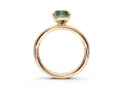 Low-Set Solitaire Engagement Ring Setting for Fancy Green Cushion Cut Center with Thin Plain Band and Prong Head in Rose Gold