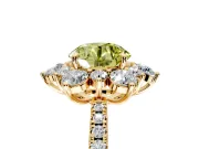 Floral Halo Engagement Ring Setting for Fancy Yellow Round Cut Center with Pave Accents and Prong Head in Yellow Gold