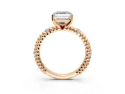 Rope Engagement Ring Setting for Asscher Cut Center with Accent Shoulders and Prong Head in Rose Gold