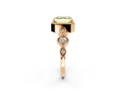 Vintage Station Engagement Ring Setting for Fancy Yellow Asscher Cut Center with Accents and Prong Head in Rose Gold