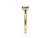 Hidden Halo Engagement Ring Setting for Fancy Blue Princess Cut Center with Thin Rounded Band and Prong Head in Yellow Gold