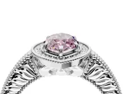 Milgrain Halo Engagement Ring Setting for Fancy Pink Marquise Center with Pave Band and Prong Head in Platinum