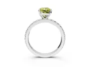 Solitaire Engagement Ring Setting for Fancy Yellow Radiant Cut Center with Fine Pave Band and Claw Prong Head in Sterling Silver