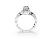 Halo Engagement Ring Setting for Marquise Center with Pave Infinity Twist Band and Prong Head in White Gold