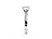 Side Accent Engagement Ring Setting for Radiant Cut Center with Accent Shoulders and Prong Head in Sterling Silver