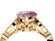 Solitaire Engagement Ring Setting for Fancy Pink Heart-Shaped Center with Marquise and Bezel Accents and Prong Head in Yellow Gold