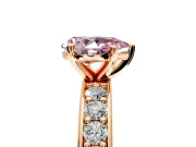 Solitaire Engagement Ring Setting for Fancy Pink Pear-Shaped Center with Channel-Set Accents and Prong Head in Rose Gold