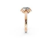 Floral Frame Engagement Ring Setting for Round Cut Center with Accent Clusters and Prong Head in Rose Gold