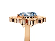 Cluster Halo Engagement Ring Setting for Fancy Blue Pear-Shaped Center with Milgrain Bezel Accents and Prong Head in Rose Gold