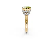 Leaf Cluster Engagement Ring Setting for Fancy Yellow Oval Center with Marquise Accents and Prong Head in Yellow Gold