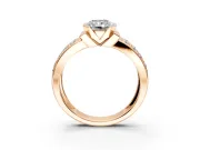 Bezel Engagement Ring Setting for Radiant Cut Center with Wide Channel-Set Band and Bezel Head in Rose Gold