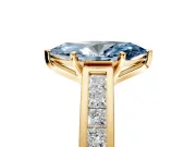 Solitaire Engagement Ring Setting for Fancy Blue Marquise Center with Princess Cut Channel Band and Prong Head in Yellow Gold