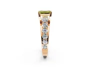 Solitaire Engagement Ring Setting for Fancy Yellow Emerald Cut Center with Graduated Shared Prongs and Prong Head in Rose Gold